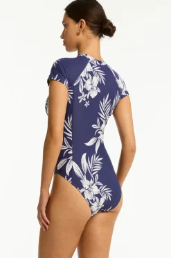 Aloha Short Sleeved High Leg One Piece