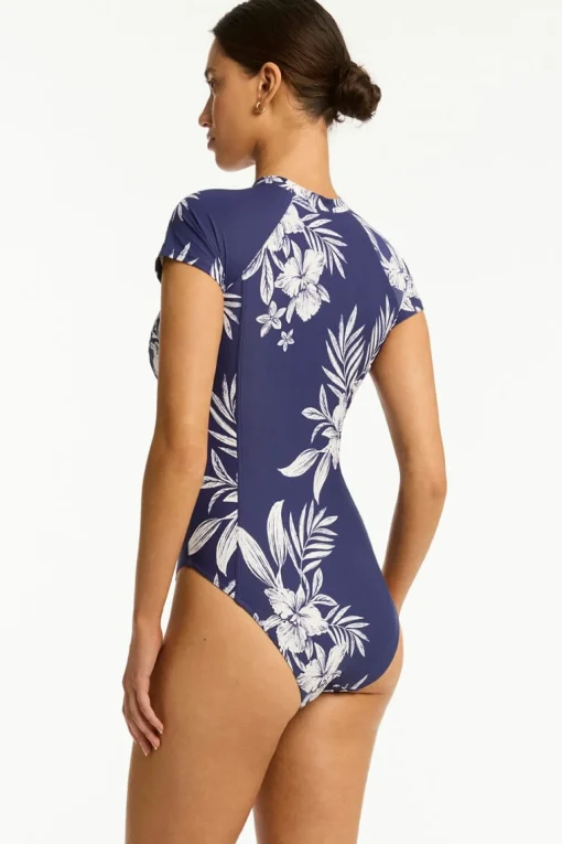Aloha Short Sleeved High Leg One Piece