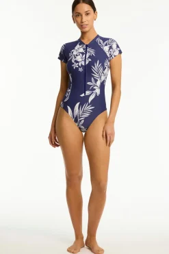 Aloha Short Sleeved High Leg One Piece