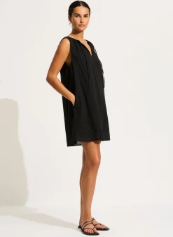 Beach Edit Gathered Neck Mini Dress
