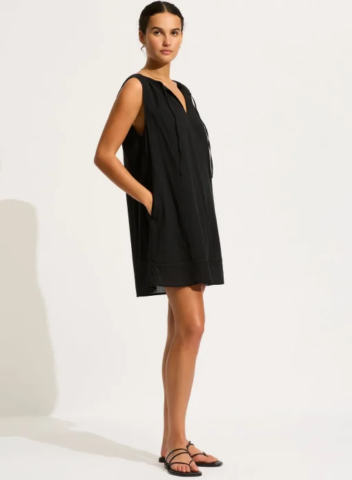 Beach Edit Gathered Neck Mini Dress