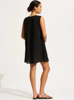 Beach Edit Gathered Neck Mini Dress