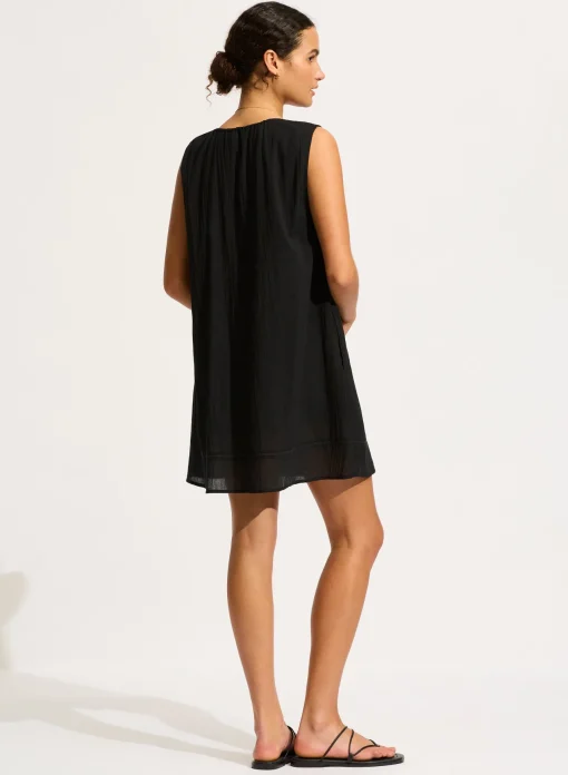 Beach Edit Gathered Neck Mini Dress