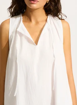 Beach Edit Gathered Neck Mini Dress