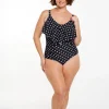 Black and White Dots Long Frill V Neck One Piece