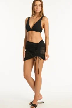 Day Club Drawstring Mini Mesh Skirt