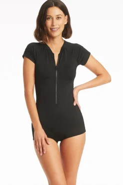 Essentials Short Sleeved Multifit Boyleg One Piece