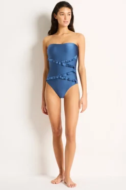 Lustre Spliced Frill Bandeau One Piece