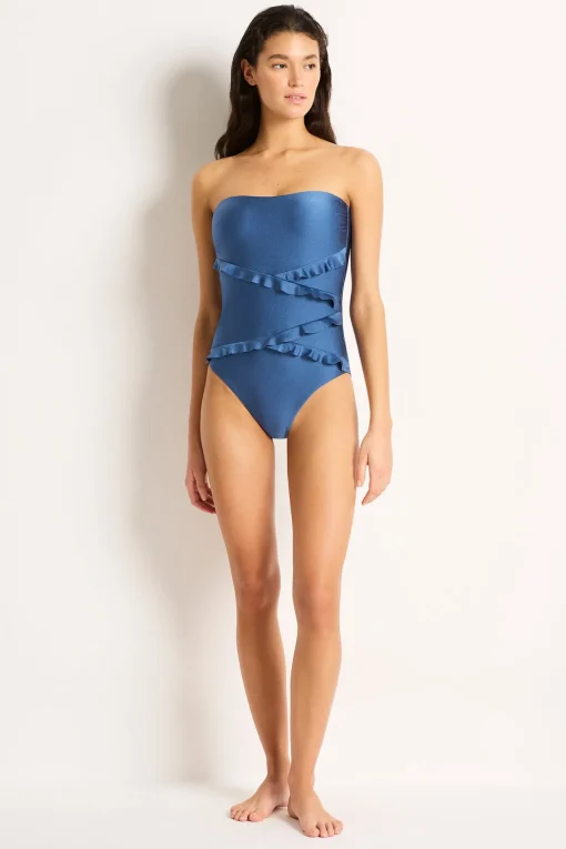 Lustre Spliced Frill Bandeau One Piece