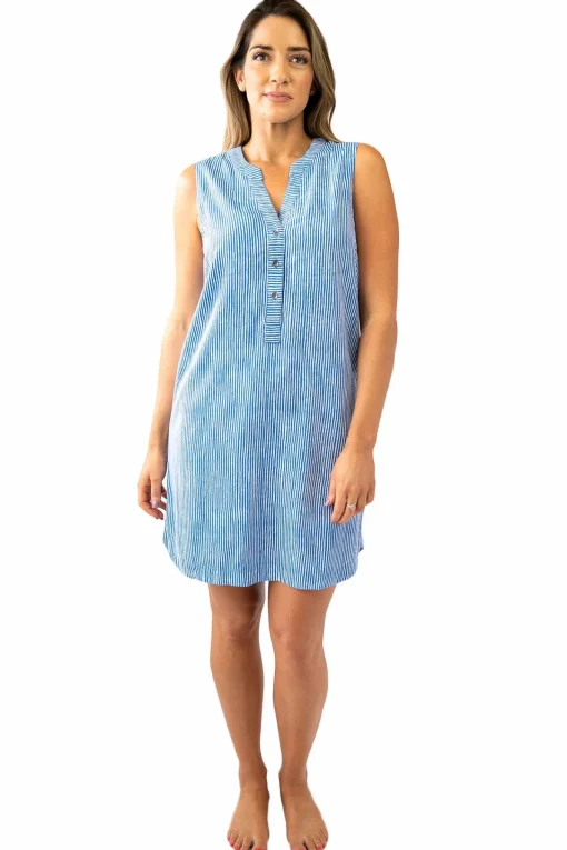 Sally Sleeveless Shirt Dress Stripes