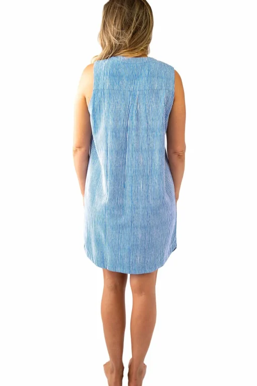 Sally Sleeveless Shirt Dress Stripes