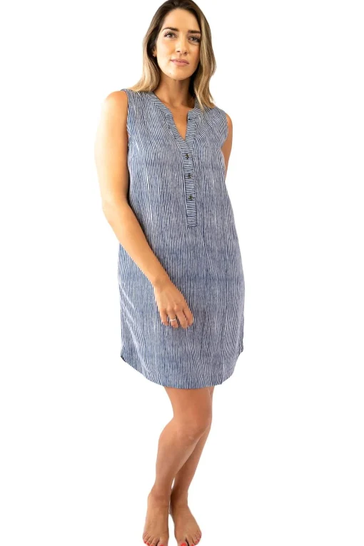 Sally Sleeveless Shirt Dress Stripes