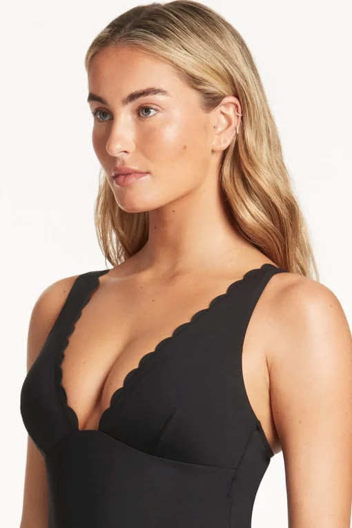 Scalloped Longline Tri One Piece