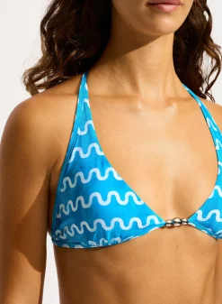 Sound Wave Long Line Halter Bra